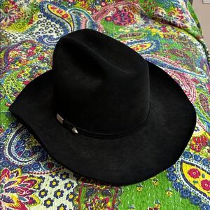 Vintage Resistol Black George Strait Western Hat with Silver Details